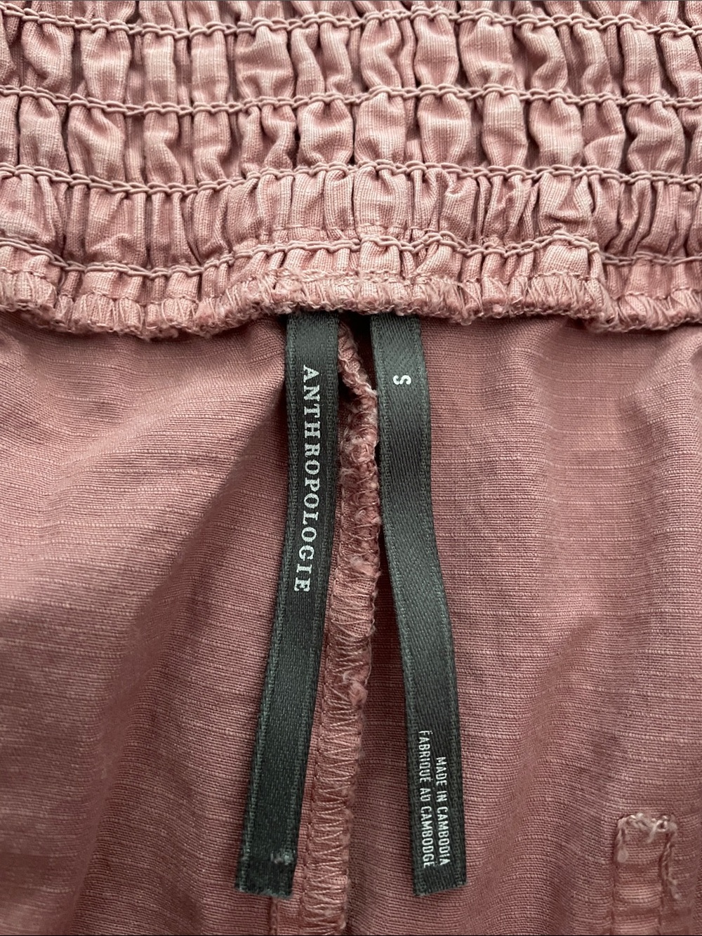 Anthropologie Dusty Rose Smocked Waist Wide Leg Parachute Pants Size Small - Picture 2 of 11